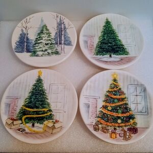 Christmas Tree Mini Plate Or Coaster Set Of 4